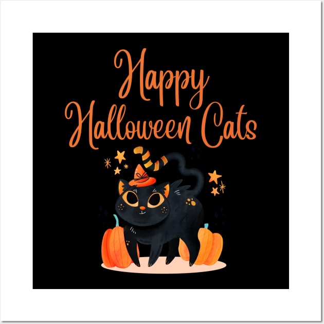 Happy Halloween Cats, Hallowen For Cat Lovers Classic Wall Art by MeryemArt